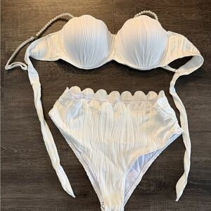 White Textured Bikini Set